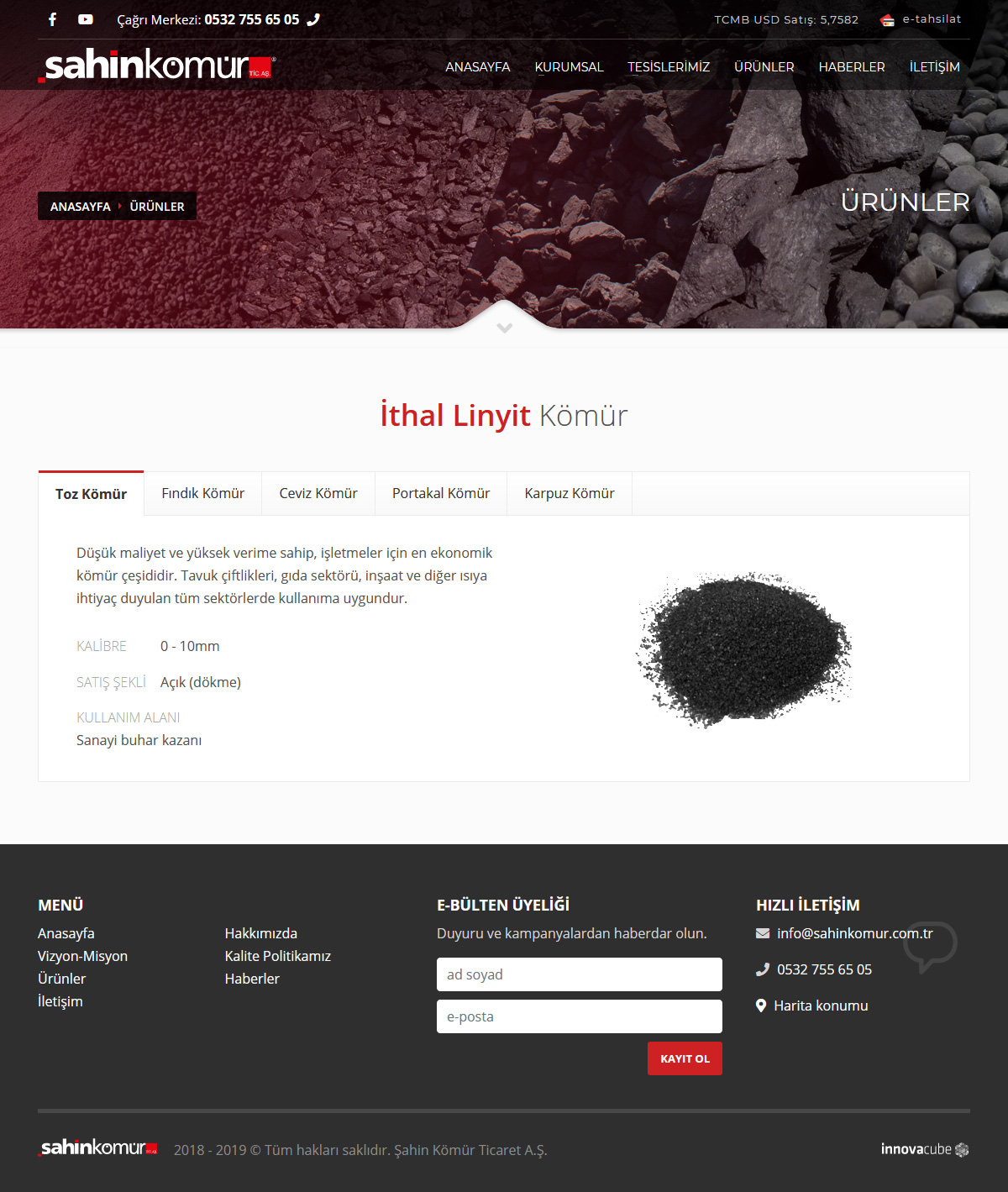Web Design, Şahin Coal Trade Inc.