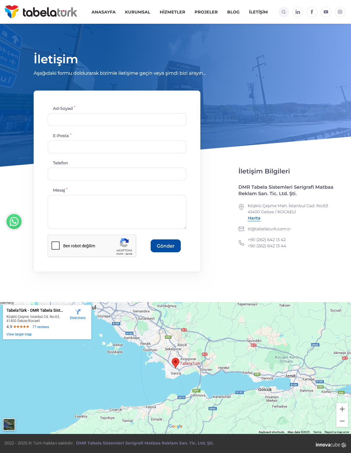 Web Tasarım, DMR Tabela Sistemleri Ltd. Şti.